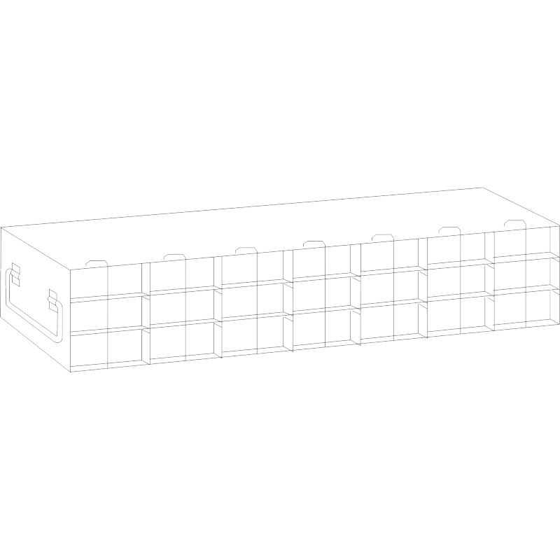Crystal Industries UFH50-73 Rack for 50-Cell Hinged Top Plastic Boxes, 7x3 configuration