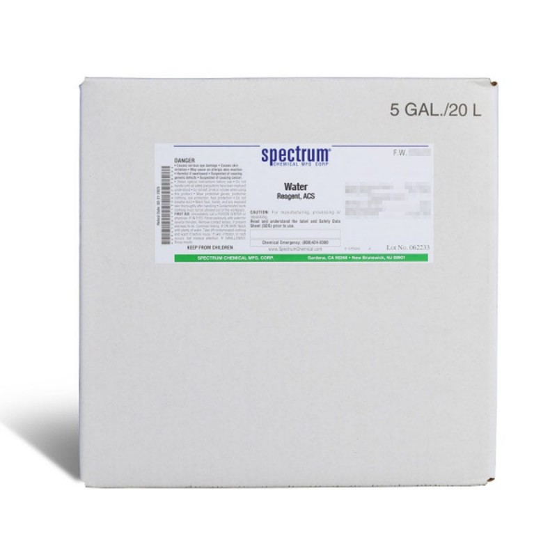 Spectrum Chemical W1000-20LTCU Water, Reagent, ACS 20L, 1/EA