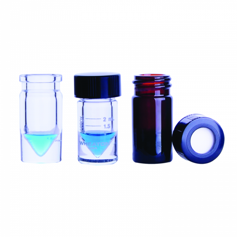 WHEATON® NextGen™ V Vial® 2mL, Amber, Solid Top, Screw Cap, 20-400 Thread, PTFE / 14B Rubber