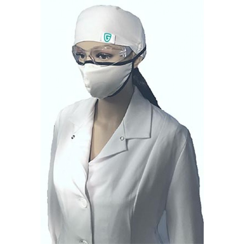 Gant Medical MSK-0001-0080 Reusable Face Mask, White w/ white elastic ear loops, Washable, Autoclavable, Reusable.  2 layers, anti-microbial/moisture wicking inner, 100% Cotton outer, 25/bg (To Be DISCONTINUED)