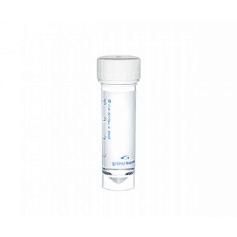 Sample Container 25x90mm,  30mL, CON/SKRT BOT, w/ plain label, PS