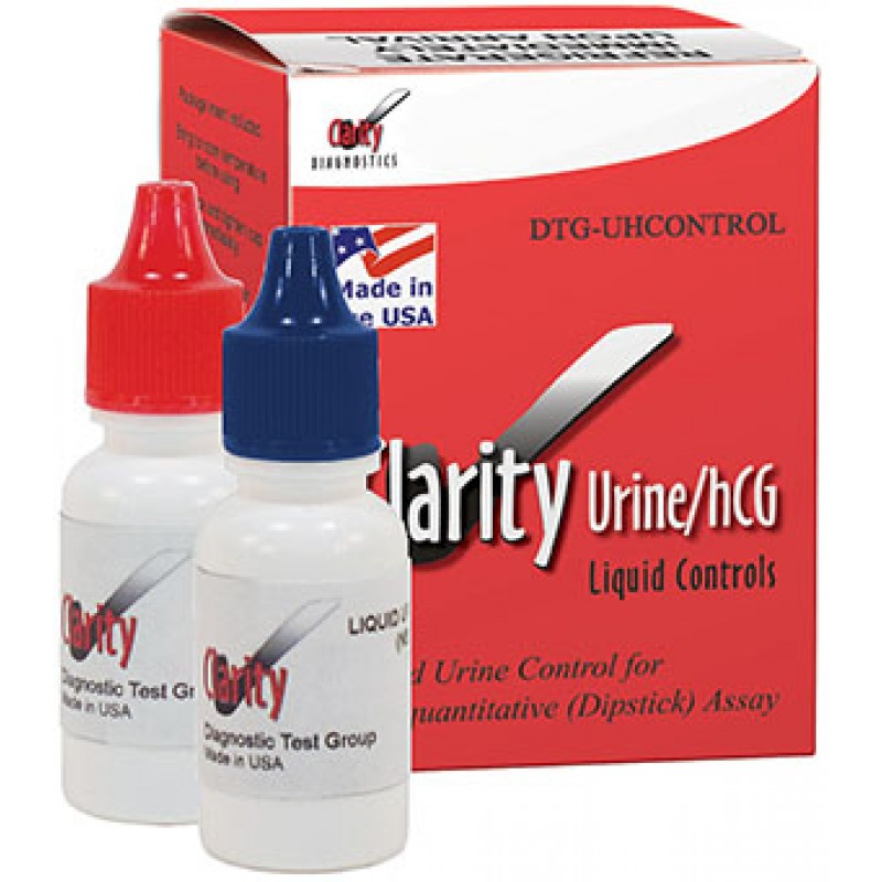 Clarity Diagnostics, LLC DTG-UHCONTROL Clarity Urine/HCG Liquid Controls Semiquantitative (Dipstick) Assay, 2 Level Set. 3x15mL (Ideal for Hospitals/ Large Labs), Easy Dispensing Dropper Bottles, For Use With the Clarity Urocheck 10SG and Other Urinalysis