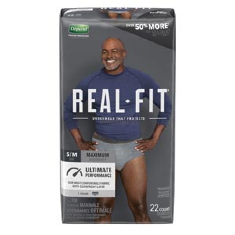 Kimberly-Clark Consumer 50976 Real Fit Briefs, Maximum Absorption, Men, Small/ Medium, 22/pk, 2 pk/cs
