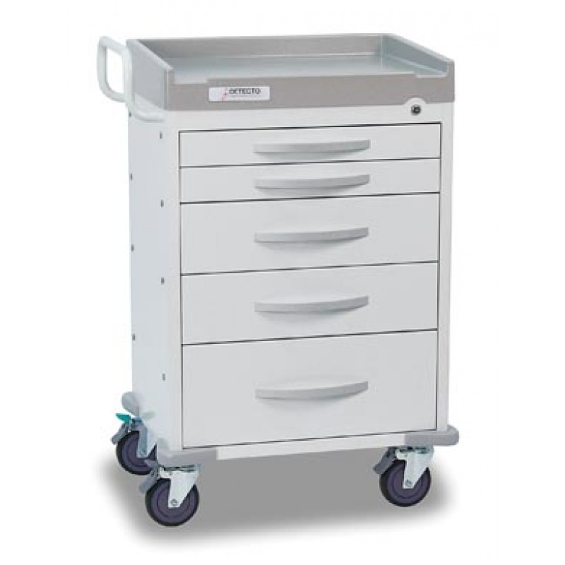 Detecto RC33669WHT Detecto Rescue Series General Purpose Medical Cart, 5 White Drawers (DROP SHIP ONLY)