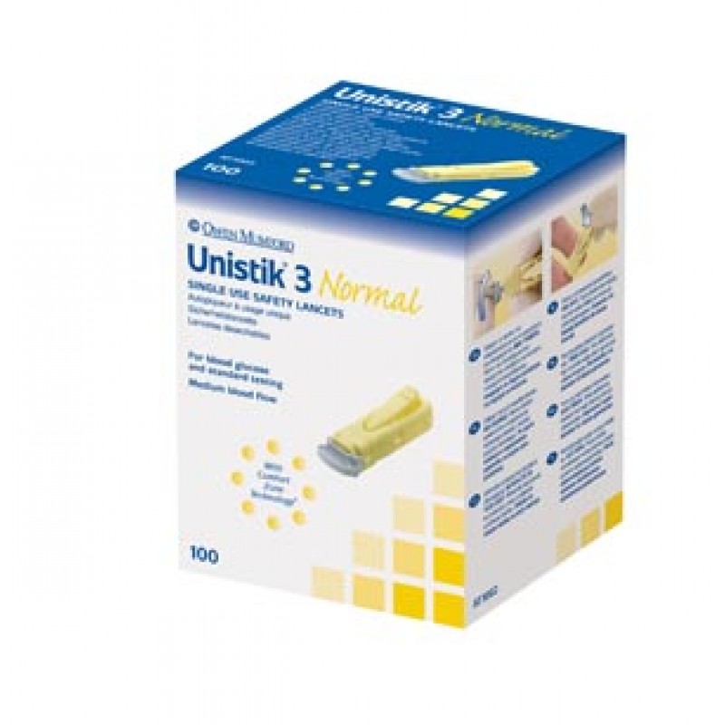 Owen Mumford AT1002 Lancet, Normal, 23G, 1.8mm Penetration Depth, Yellow, 100/bx
