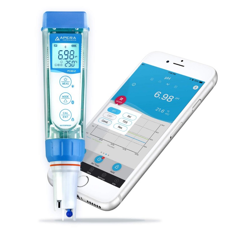 Apera Instruments PC60-Z Bluetooth Multi-Parameter Smart Tester Powered, Two Way Controlling, Double-Junction pH Probe, AI3719