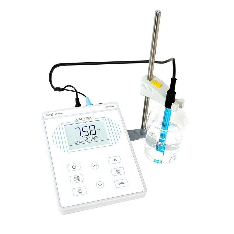 Apera Instruments PH700 Benchtop Lab pH Meter, 0.01 pH Accuracy, 1-3 Points Auto Calibration, 3-in-1 pH/Temp Electrode