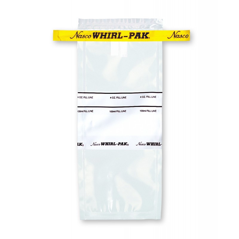 Nasco B01062WA Whirl Pak Write - On Bag with 4 oz. Volume Fill Line and Leak Proof Tab closure.