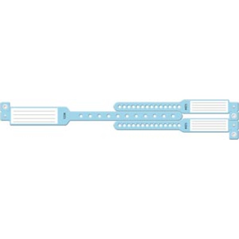 Medical ID Solutions 426C Wristband Set, 3-Part, Mother-Baby Set, Insert, Custom Printed, Blue, 100/bx