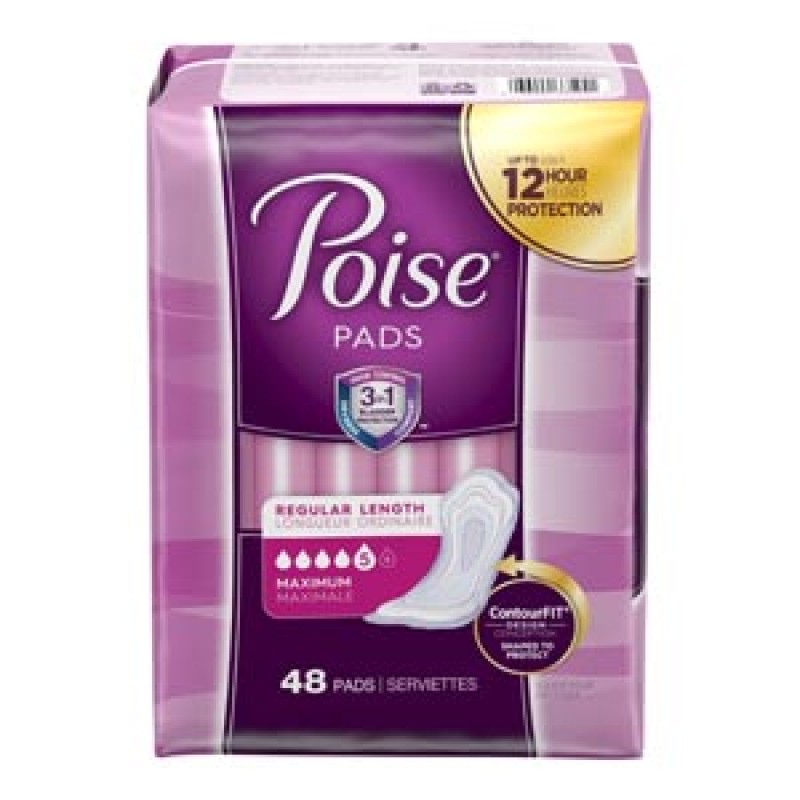 Kimberly-Clark Consumer 47199 Poise Pads, Maximum, 48/pk, 2 pk/cs