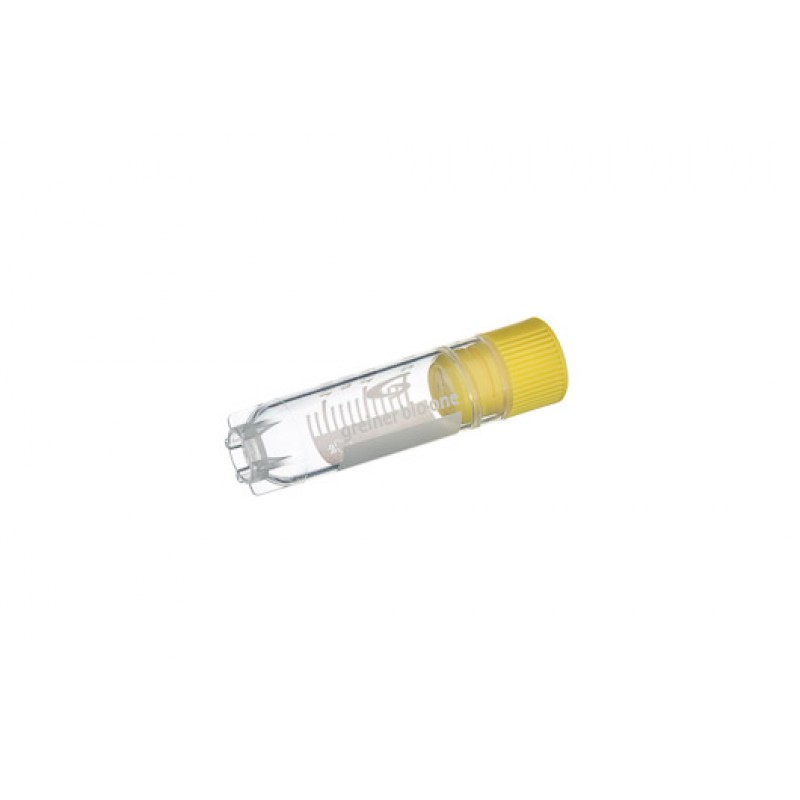 2 mL Cryo.s Tube, PP, Sterile, Internal Thread Yellow Cap, ID Field, Starfoot Base, Round Bottom, 150 White Cap Inserts per CS