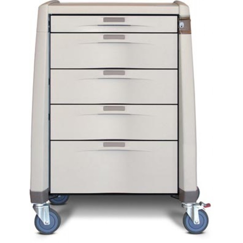 Capsa Healthcare AM10MC-LCD-K-DR131 Standard Cart, 43" H X 24" D X 31" W, Light Creme/ Dark Creme, Keyless Lock, (1) 3" Drawer, (3) 6" Drawers and (1) 10" Drawer (DROP SHIP ONLY)