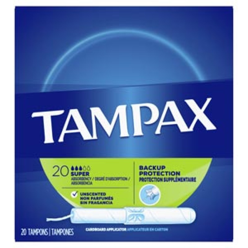 Procter & Gamble Distributing LLC 7301038012 Tampax Super Absorbency Tampons, Unscented, 20/bx, 24 bx/cs