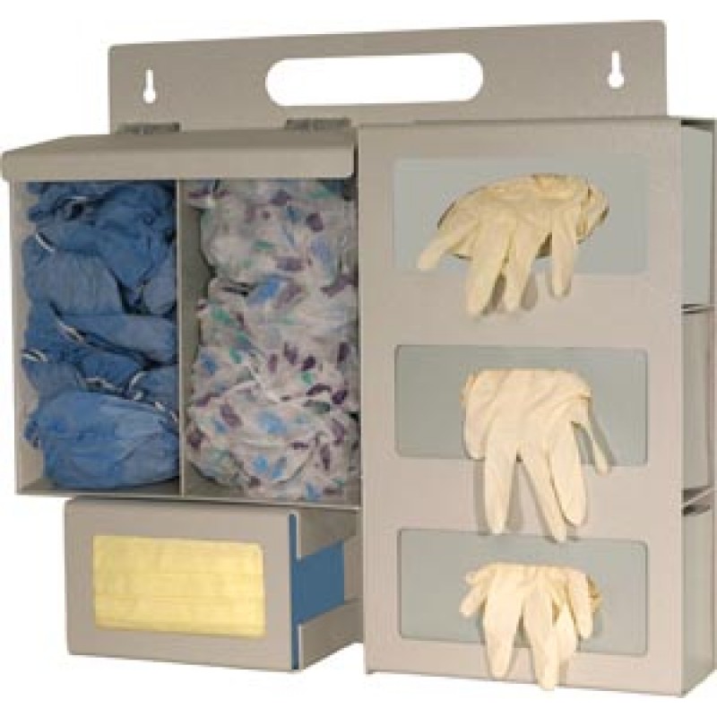 Bowman Manufacturing Company, Inc. LP-004 Protection Organizer, Holds Bulk Quantity Protective Apparel in Two Separate Compartments, Three Boxes of Gloves & (1) Box of Face Masks, Hinged Lid (Over Bulk Compartments), Keyholes For Wall Mounting, Door Hange