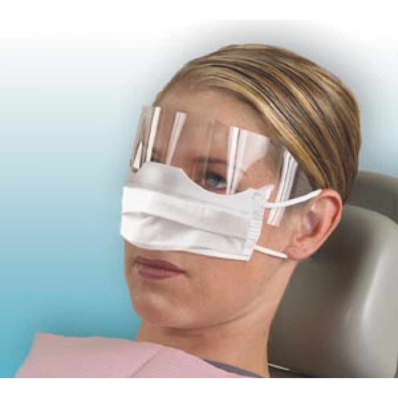 Crosstex International GCPAT Patients Safety Mask, Shield, Earloop, White, 25/box, 8 bx/cs