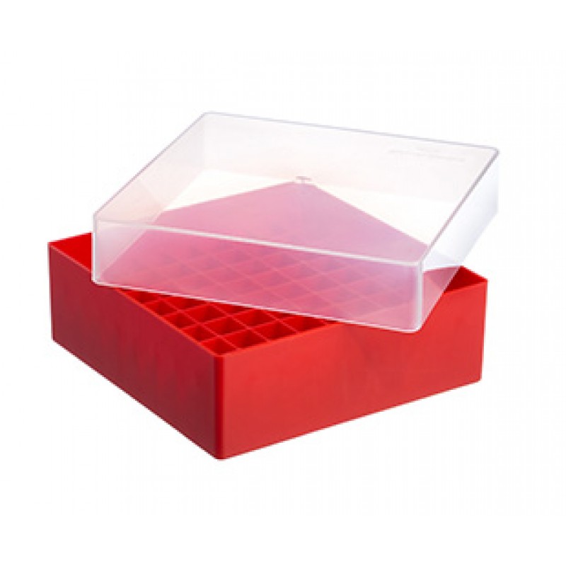 81 position Cryo Storage Box for 1 & 2 mL Cryo.s, PP, 9x9, Red w/Natural lid