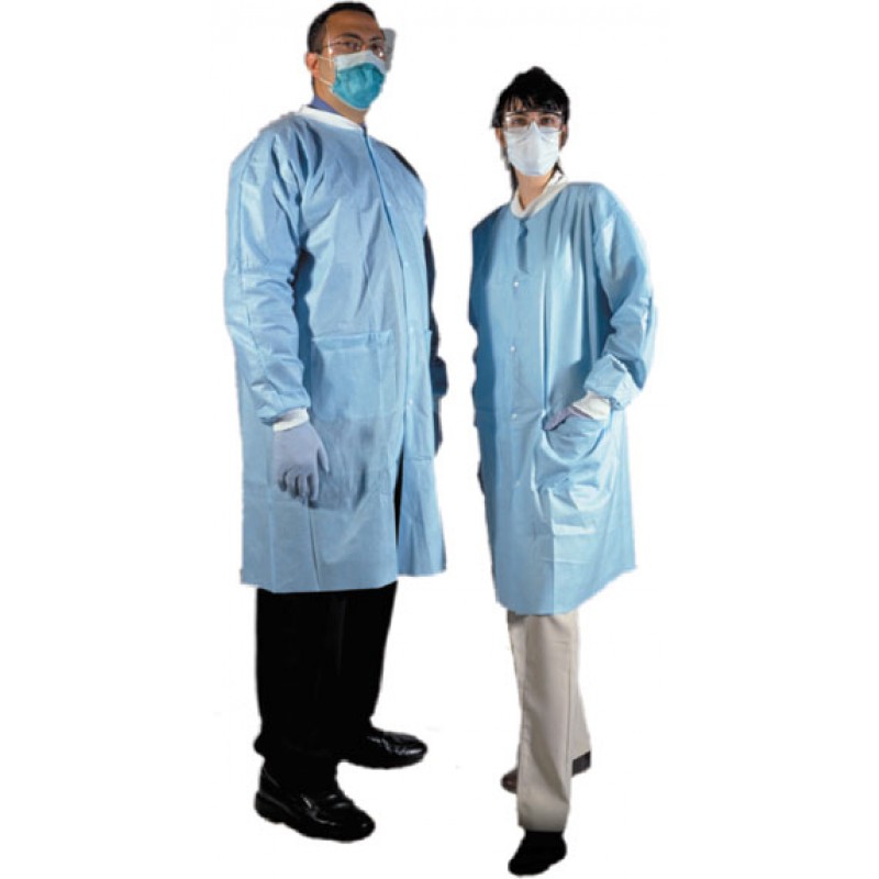 AMD-Medicom 8017 Lab Coat, Medium, Blue, 10/bg, 5 bg/cs (50 cs/plt)