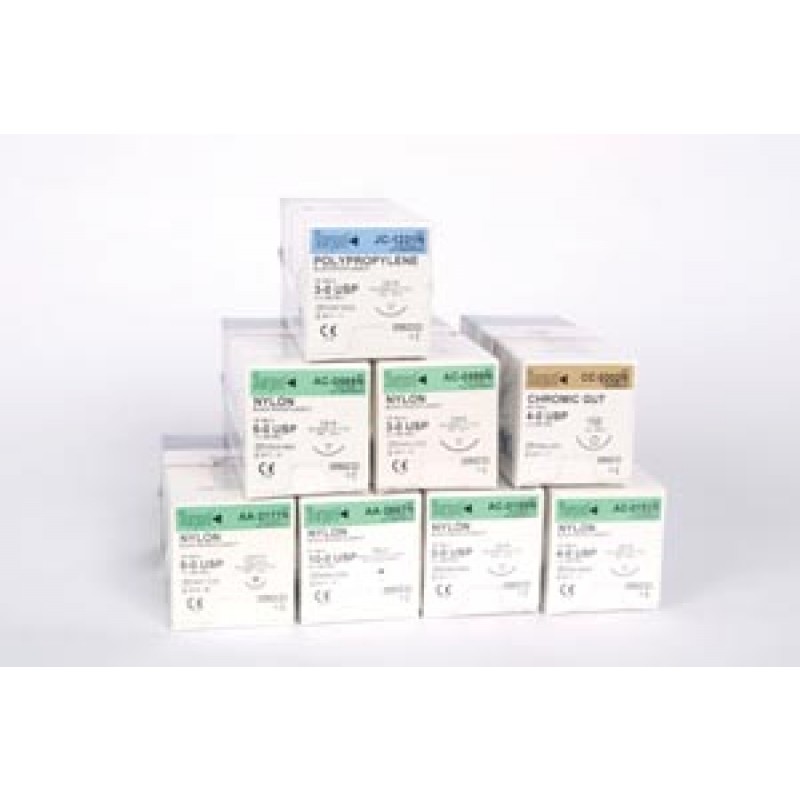 Surgical Specialties Corporation 925B 3/0 Nylon Suture, Black Mono, 18"/45cm, C7, 24mm 3/8 Circle, 12/bx