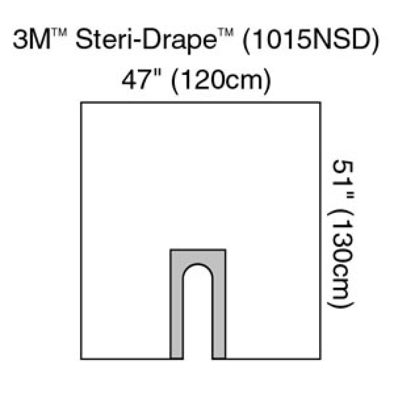 3M Health Care 1015NSD U-Drape, 47" x 51", Non-Sterile, Clear Plastic, U-Slot Aperture with Adhesive, 100/cs (Continental US+HI Only)
