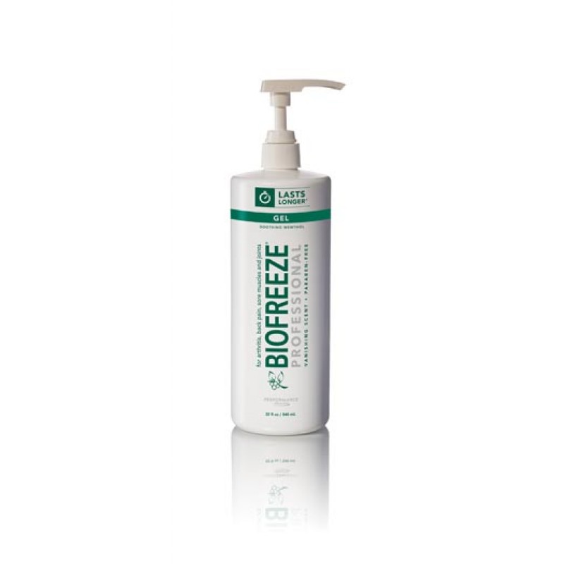 BoxOut, LLC dba BoxOut Distribution 13429 Biofreeze® Professional, 32 oz Gel Pump, Green, 16/cs (36 cs/plt) (Cannot be sold to retail outlets and/ or Amazon) (091624) (US Only) (Item is considered HAZMAT and cannot ship via Air or to AK, GU, HI, PR, VI)