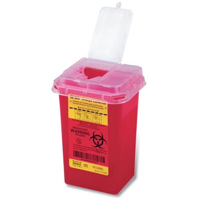 BD 305635 Sharps Collector, 1.0 Qt, Phlebotomy, Red, 60/cs (Continental US Only) (Drop Ship Requires Pre-Approval)