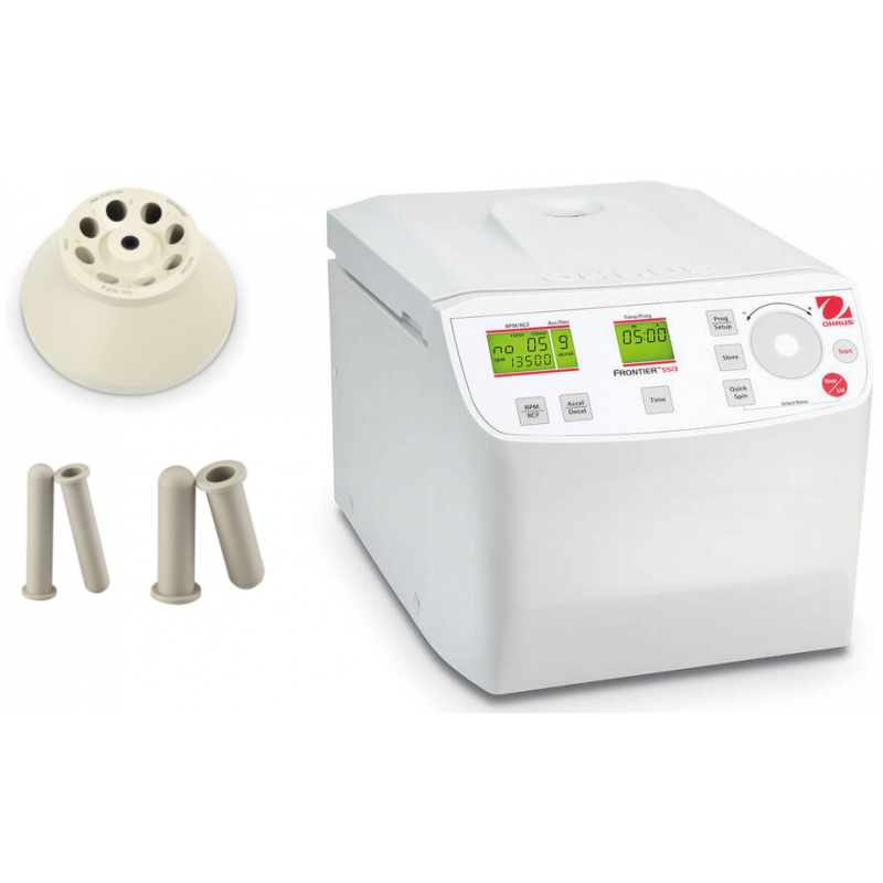 Ohaus FC5707+R05, (30393189 + 30472305) FRONTIER™ 5000 SERIES MULTI Bundle, 6,800 rpm, comes with FREE 8 × 15mL fixed angle rotor; Includes three pairs of Adapters for 7ml Tubes and three pairs of Adapters for 5ml Tubes