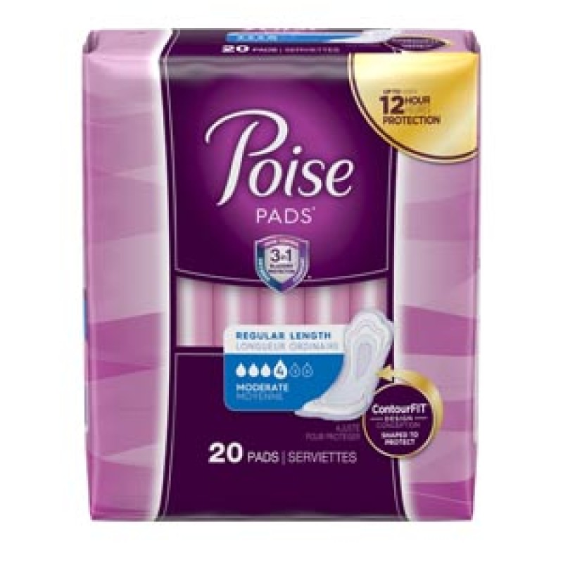 Kimberly-Clark Consumer 19564 Poise Moderate Absorbency Pads, 20/pk, 6 pk/cs