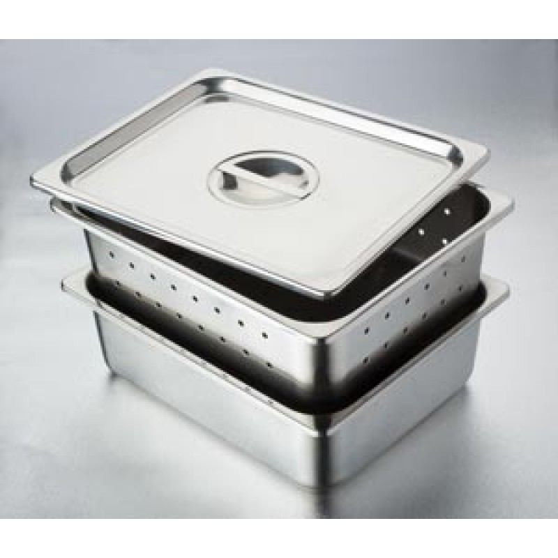 Dukal Corporation 4271P Instrument Tray Only, Perforated, 12.59" x 10.23" x 3.93", Stainless Steel