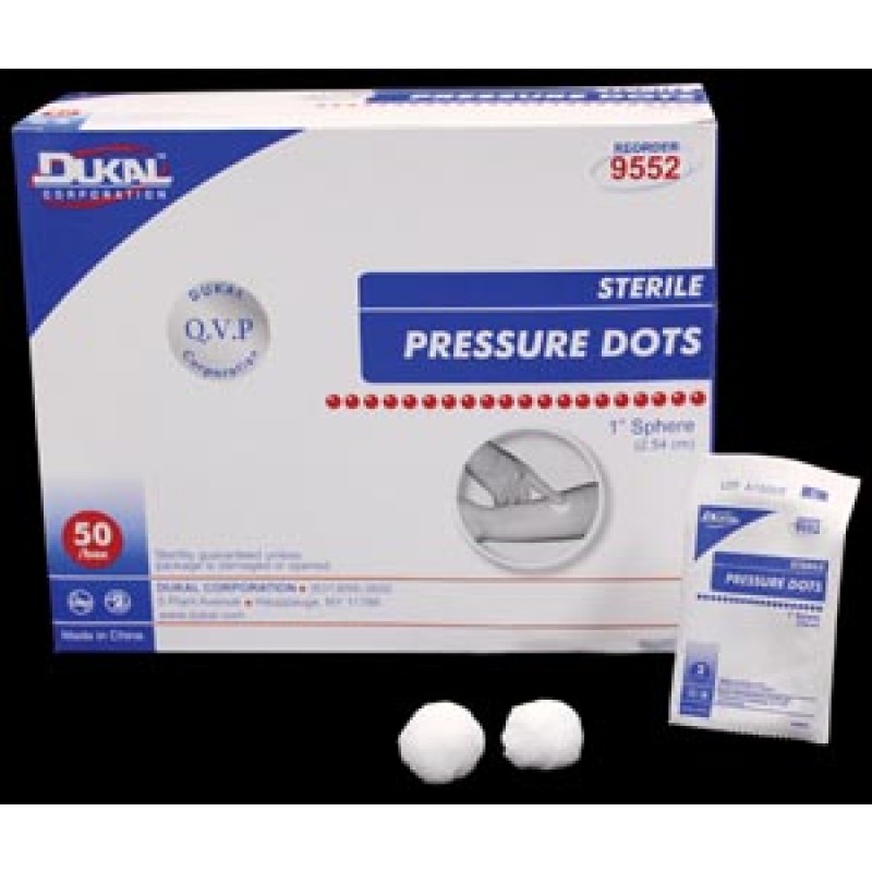 Dukal Corporation 9552 Pressure Dots, 1", Sterile, 2/pk, 50 pk/bx, 10 bx/cs (36 cs/plt)