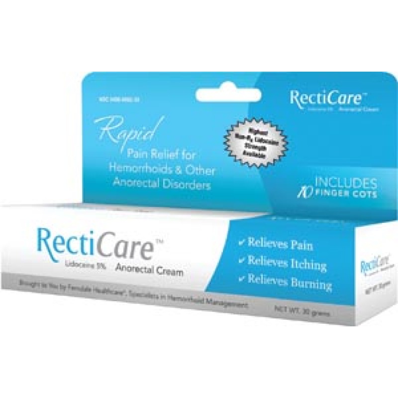 Ferndale Laboratories, Inc. 0892-30 RectiCare Lidocaine 5% Anorectal Cream, 30gm Tube (US Only-No Puerto Rico)