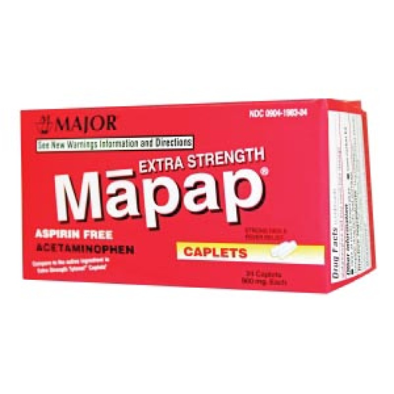 Major Pharmaceuticals 100443 Mapap, 500mg, 24s, Boxed, Compare to Tylenol®, 24/cs, NDC# 00904-6720-24