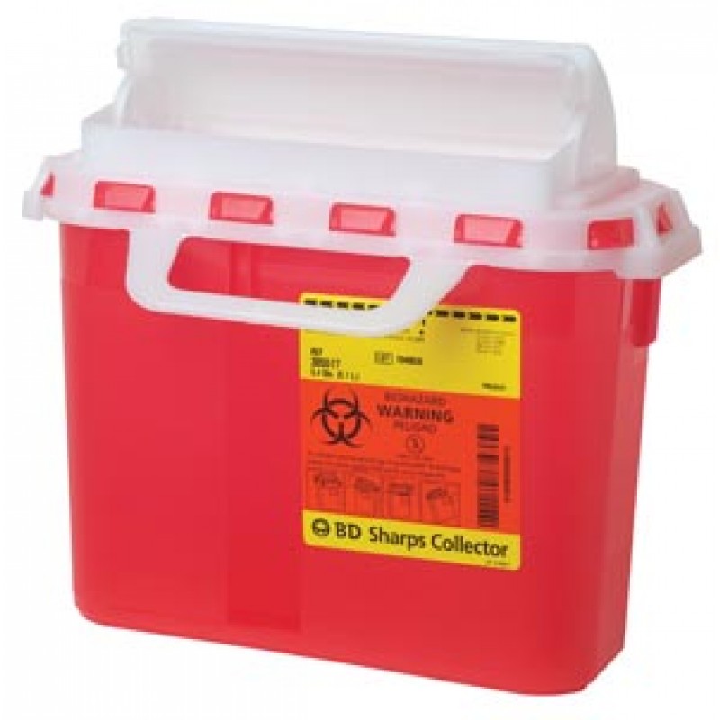 BD 305551 Sharps Collector, 5.4 Qt, Next Generation, Counter Balanced Door, Clear, 20/cs (8 cs/plt) (Continental US Only) (Drop Ship Requires Pre-Approval)