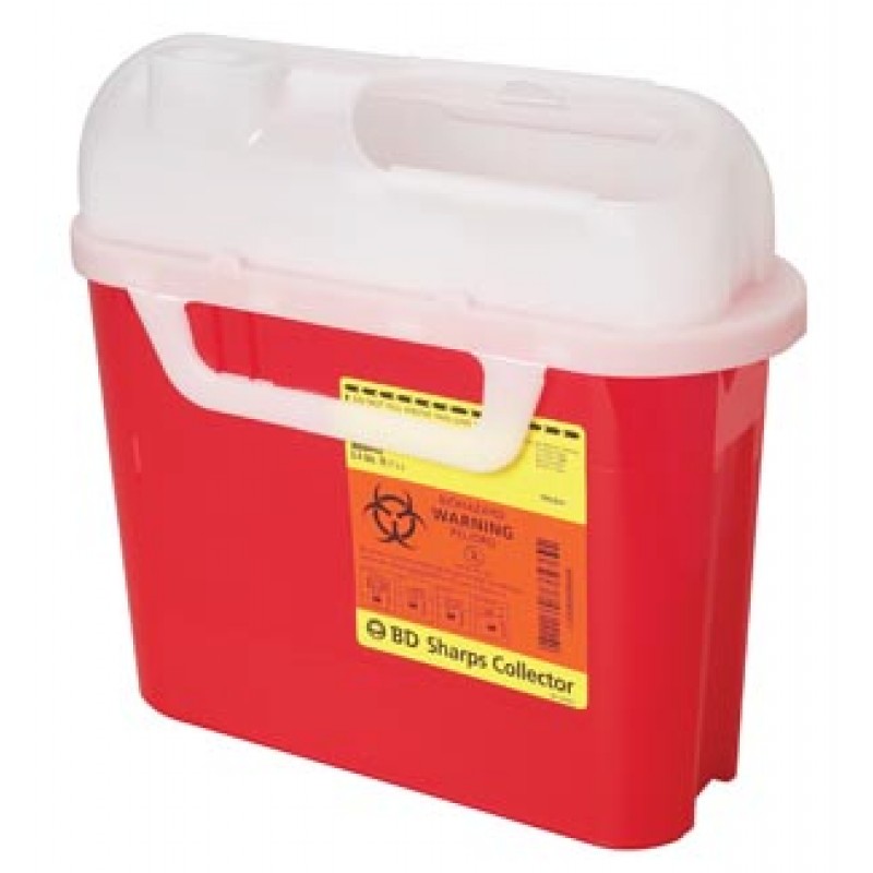 BD 305443 Sharps Collector, 5.4 Qt, Side Entry, Red, 20/cs (12 cs/plt) (Continental US Only) (Drop Ship Requires Pre-Approval)