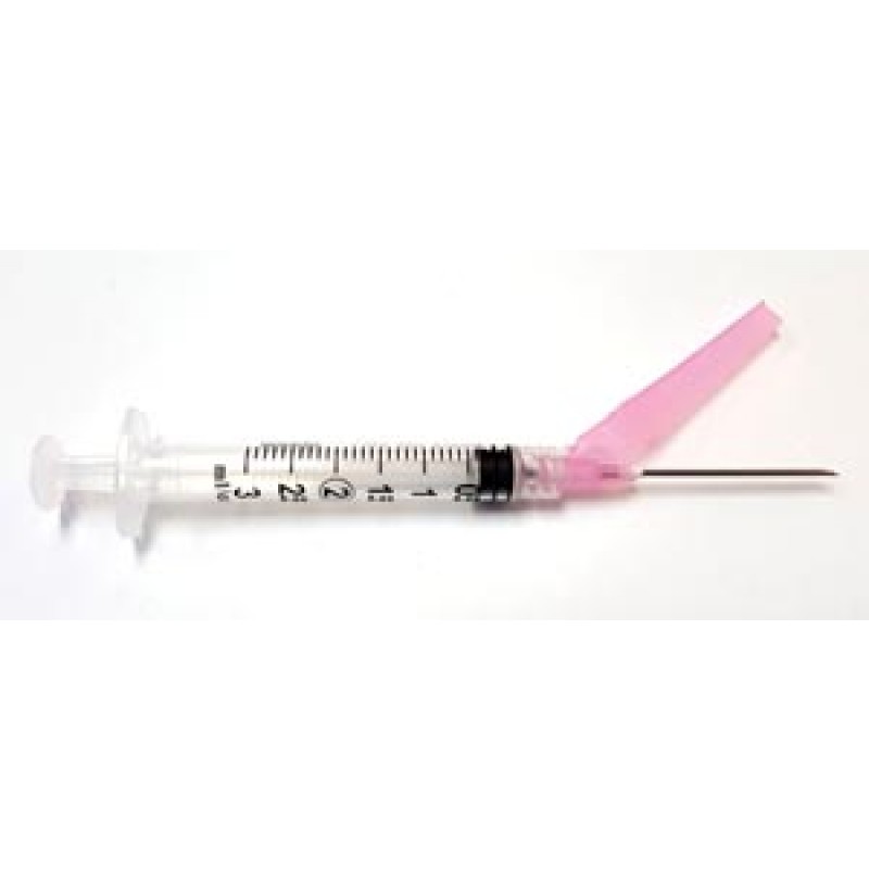 Exel Corporation 27110 Safety Syringe (3 mL) w/ Safety Needle (18G x 1½"), 50/bx, 8 bx/cs