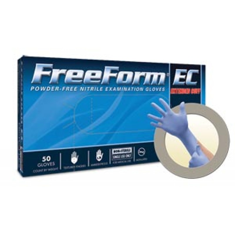 Ansell FFE-775-XL Exam Gloves, Nitrile Extended Cuff, PF, Latex-Free, Textured Fingers, Blue, X-Large, 50/bx, 10 bx/cs (US Only)
