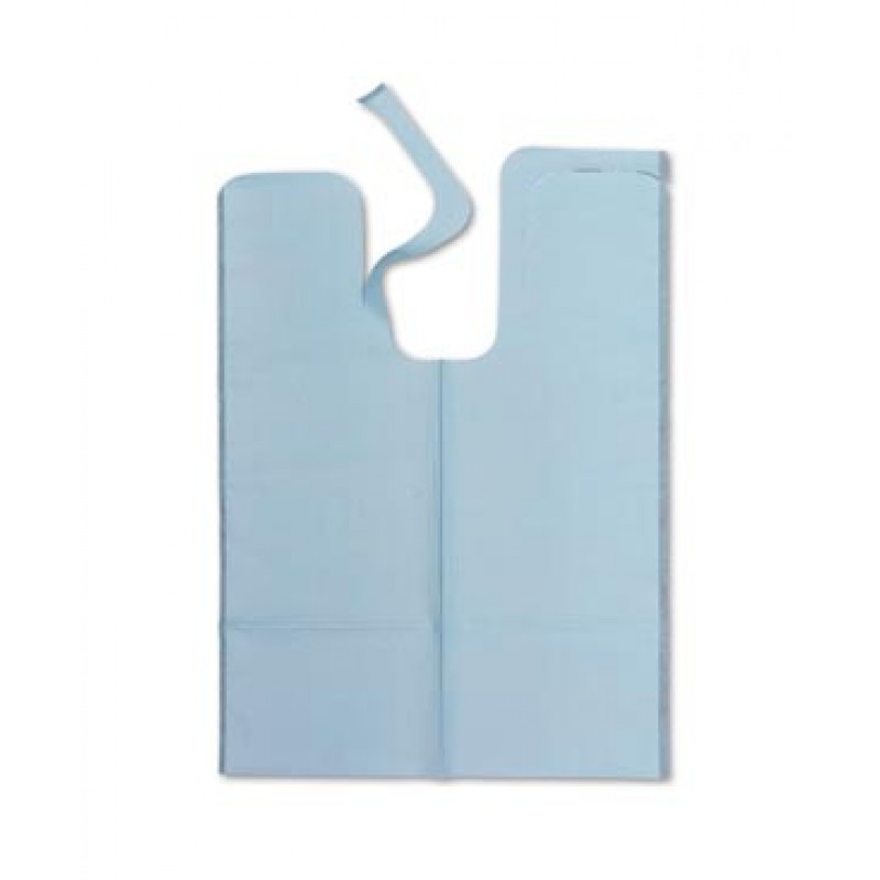 TIDI Products, LLC 980966 Bib, 20" x 29", Die Cut Neck, Blue, X-Large Tissue/ Poly, 500/cs
