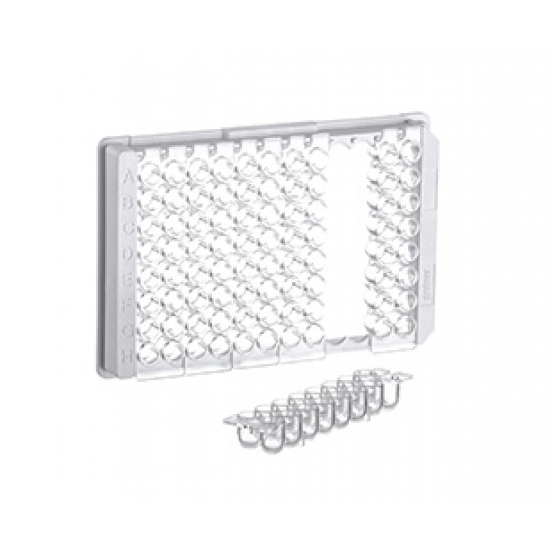 96W U16 MICROLON® 600 Strip Plate, PS, High Binding, 2x8 Round Bottom Strips, Clear Wells