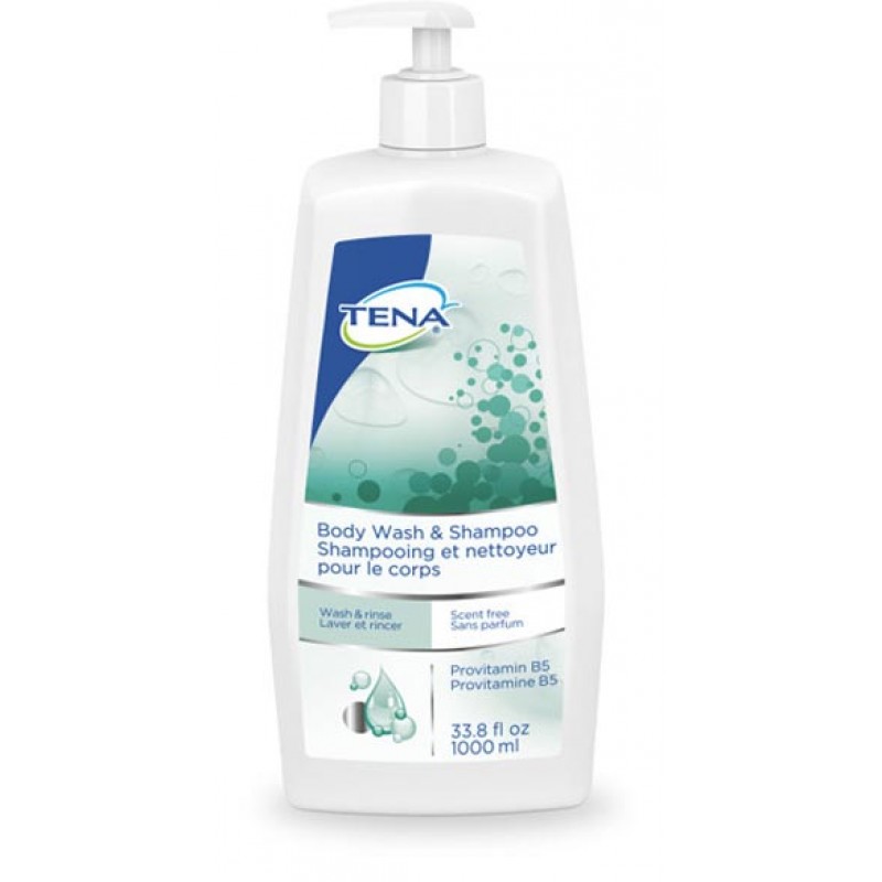 Essity Health & Medical Solutions 64343 Body Wash & Shampoo, Scent-Free, 33.8 fl oz Pump Bottle, 8/cs