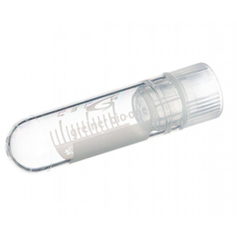 2 mL Cryo.s Tube, PP, Sterile, Internal Thread Natural Cap, ID Field, Round Bottom, 150 White Cap Inserts per CS