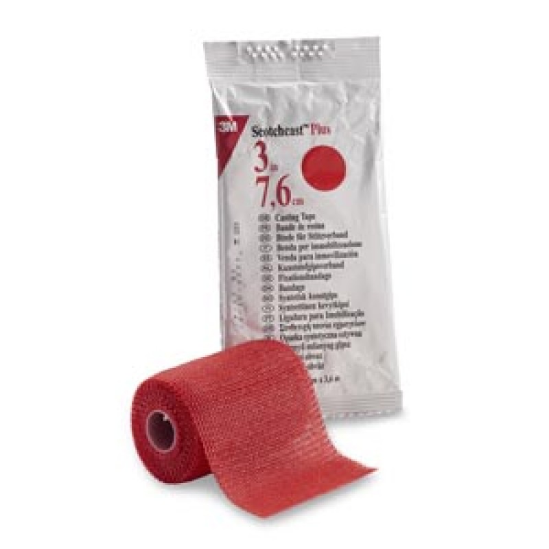 3M Health Care 82003R Plus Casting Tape, 3" x 4 yds, Red, 10/cs (Continental US+HI Only)