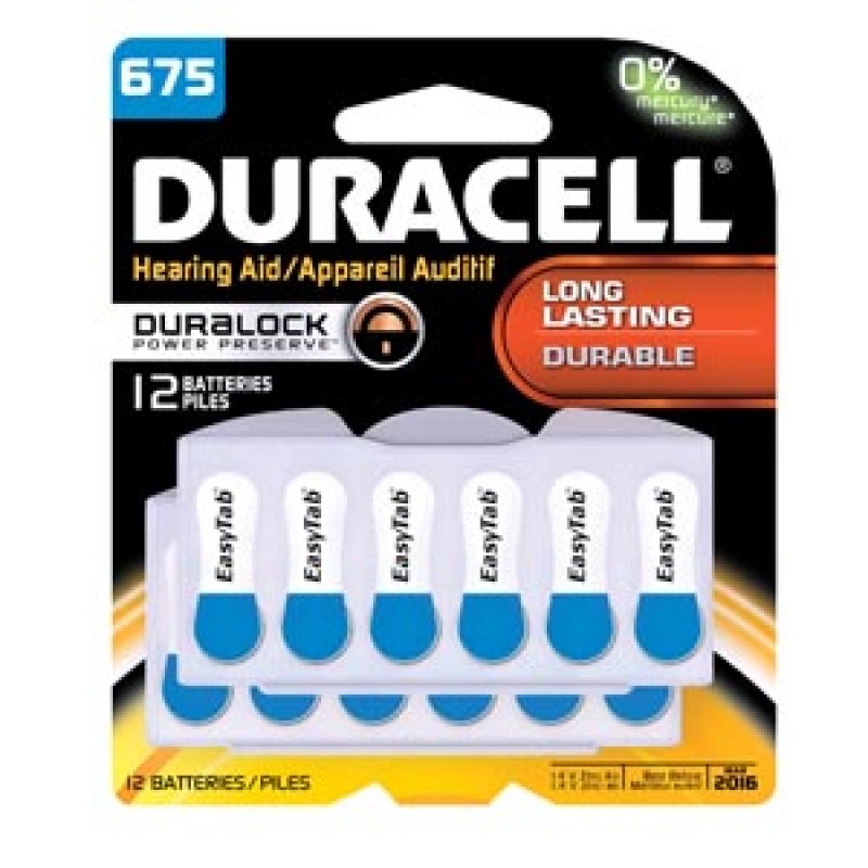 Duracell DA675B12RC Battery, Zinc Air, Size 675, 12/pk, 2pk/bx, 12bx/cs (UPC# 84448) (DA675B12ZMR09, 4133384448) (Products are not for Private Household Markets; Products cannot be sold on Amazon.com or any other 3rd party site)