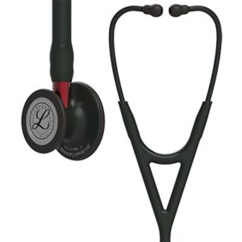 3M Health Care 6200 Stethoscope, Black Finish Chestpiece, Black Tube, Red Stem and Black Headset, 27" (Continental US+HI Only) (Littmann items are only available for sale online by distributors authorized by 3M Littmann)