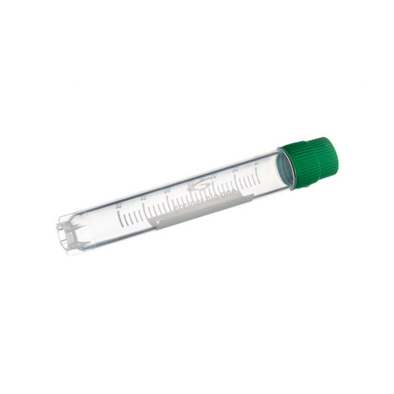 4 mL Cryo.s Tube, PP, Sterile, External Thread Green Cap, ID Field, Starfoot Base, Round Bottom, 100 White Cap Inserts per CS