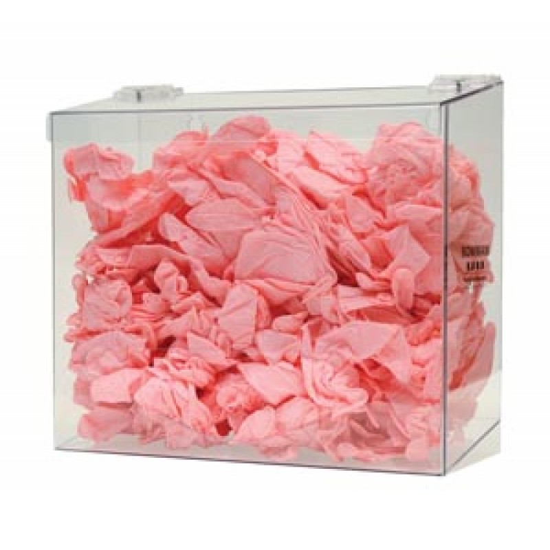 Bowman Manufacturing Company, Inc. BP-021 Bulk Dispenser, Single Bin, Holds a Variety of Protective Apparel in Bulk, Single Compartment with Hinged Lid, Opening at Front Bottom, Keyholes For Wall Mounting, Clear PETG Plastic, 12¼"W x 11 1/8"H x 5¾"D (Made
