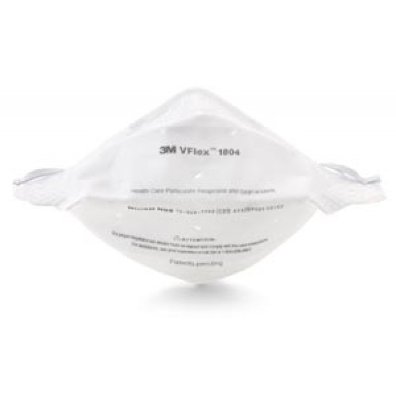 3M Health Care 1804 Vflex Particulate Respirator, Disposable, 50/bx, 8 bx/cs (18 cs/plt) (Continental US+HI Only) (Orders are Non-Cancellable & Non-Returnable)