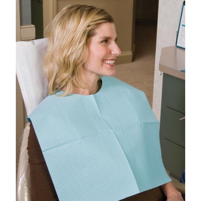 TIDI Products, LLC 917341 Contour Neck Bib, 17" x 18", 2-Ply + Poly, White, 500/cs