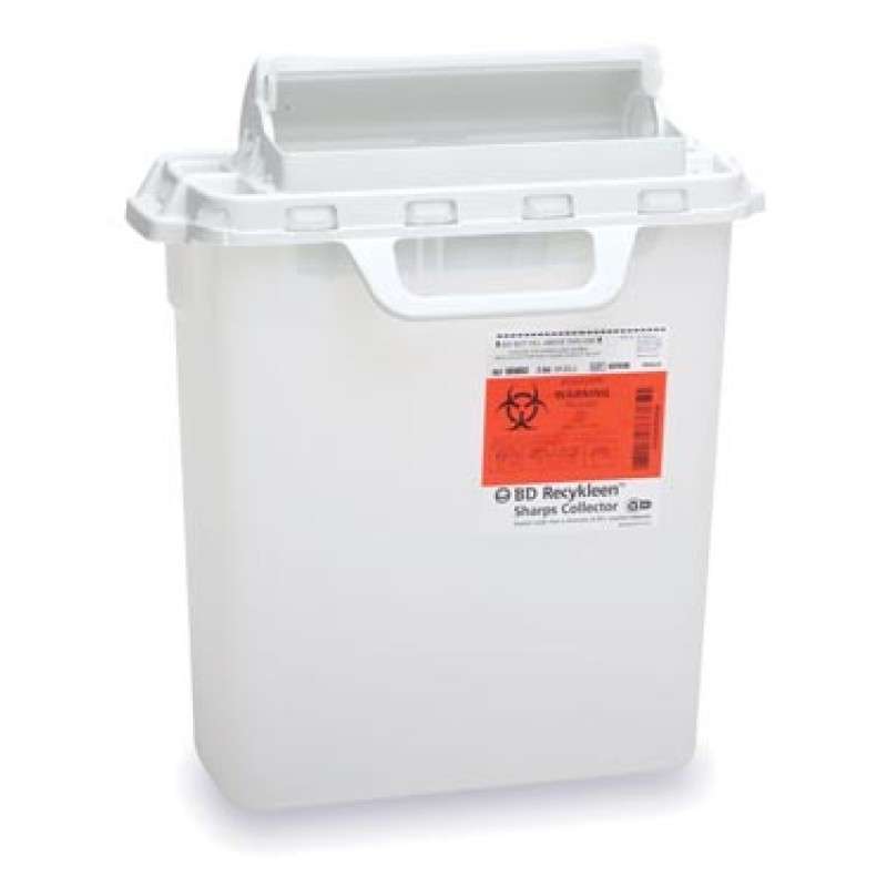 BD 305054 Sharps Collector, 3 Gallon, 15¾" x 13½" x 6", Counterbalanced Door, Made with 20% Recycled Plastic, Red, 10/cs (12 cs/plt) (Continental US Only) (Drop Ship Requires Pre-Approval)