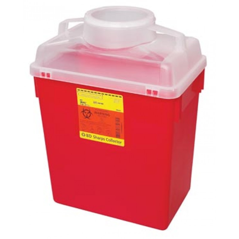 BD 305465 Sharps Collector, 6 Gal, Clear Top, Large Funnel Cap, 12/cs (12 cs/plt) (Continental US Only) (Drop Ship Requires Pre-Approval)