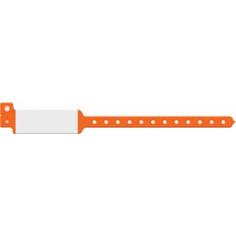 Medical ID Solutions 128C Wristband, Adult/ Pediatric, Imprinter Vinyl, Custom Printed, Neon Orange, 500/bx