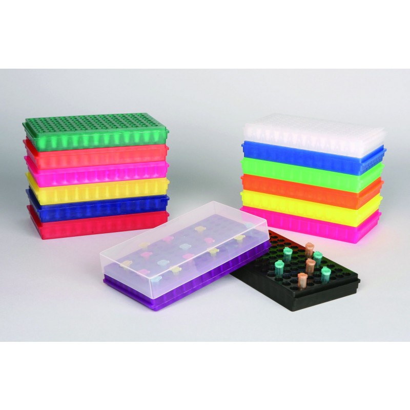 Bel-Art 96-Well Microtube Rack, Fits 0.5, 1.5 and 2.0 mL tubes, Clear
